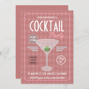 Vintage Retro Corporate Cocktail Party Invitation