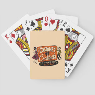 Vintage Retro Costumes & Cocktails Halloween Party Poker Cards