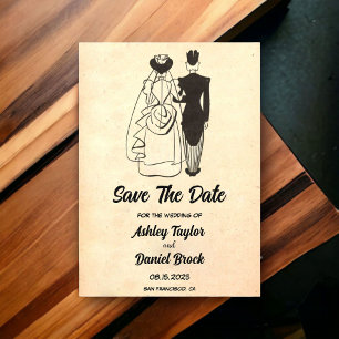 Vintage Retro Couple Comic Wedding Save the Date