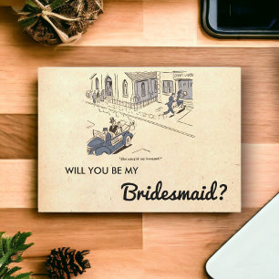 Vintage Retro Couple Funny Rustic Bridesmaid Card