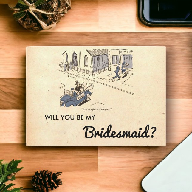 Vintage Retro Couple Funny Rustic Bridesmaid Card (Creator Uploaded)