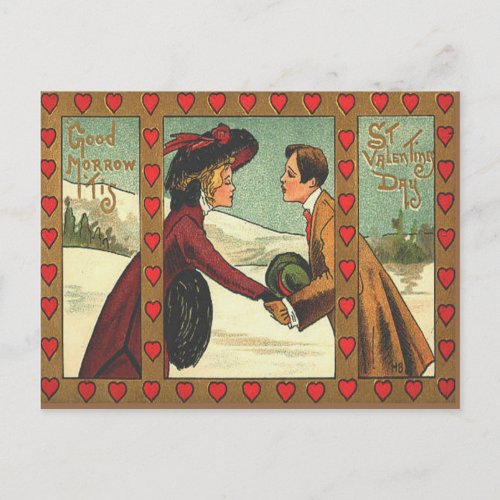 Vintage Retro Couple Kissing Valentine Card