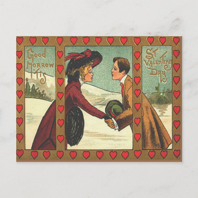 Vintage Retro Couple Kissing Valentine Card (Front)