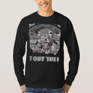 Vintage Retro Cow Pun Moo Floral Heifer Farmer 1 T-Shirt