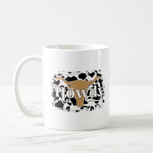 Vintage Retro Cowboy Cowgirl Howdy Bull Horn Cow P Coffee Mug