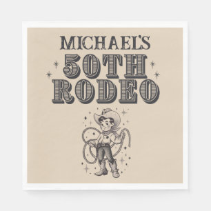 Vintage Retro Cowboy Rodeo 50th Birthday Party Napkins