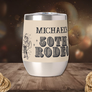 Vintage Retro Cowboy Rodeo 50th Birthday Party Thermal Wine Tumbler