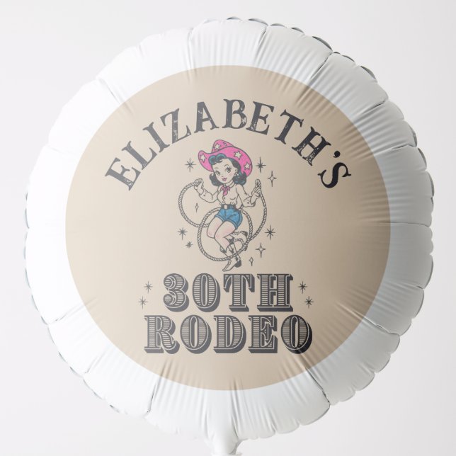 Vintage Retro Cowgirl 30th Birthday Party Balloon (Front)