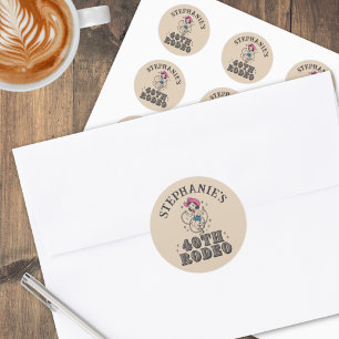 Vintage Retro Cowgirl 40th Birthday Party  Classic Round Sticker