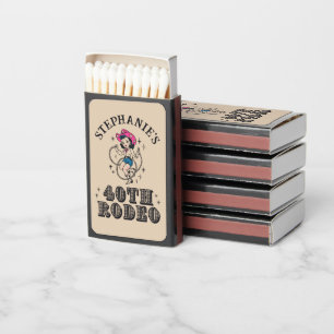 Vintage Retro Cowgirl 40th Birthday Party Favors Matchboxes