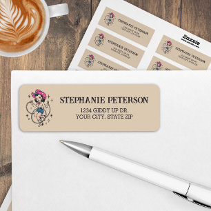 Vintage Retro Cowgirl 40th Birthday Party Label