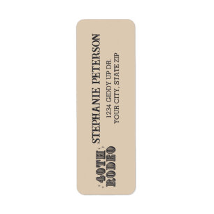 Vintage Retro Cowgirl 40th Birthday Party Label