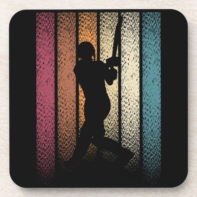 Vintage Retro Cricket Beverage Coaster (Front)