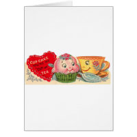 Vintage Retro Cupcake And Teacup Valentine's Day Card