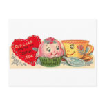 Vintage Retro Cupcake And Teacup Valentine's Day Holiday Postcard Vintage Retro Cupcake And Teacup Valentine's Day Holiday Postcard