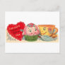 Vintage Retro Cupcake And Teacup Valentine's Day Holiday Postcard