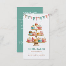 Vintage Retro Cupcake Stand Bakery Pastry Chef Business Card