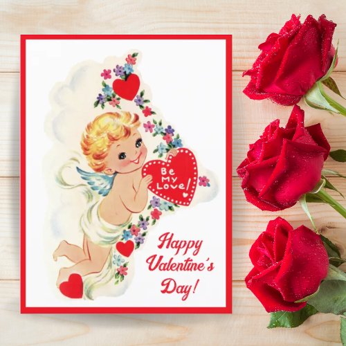 Vintage Retro Cupid Angel Be My Love Valentine Holiday Postcard