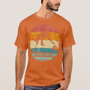 Vintage Retro Curling Player Curler Silhouette T-Shirt