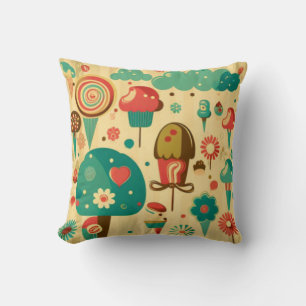 Vintage retro cute design for kids Cake Pop Throw Pillow