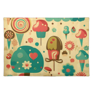 Vintage retro cute design for kids cloth placemat
