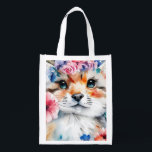 Vintage retro cute design for kids  grocery bag<br><div class="desc">Cute little floral animal . Lovely design for kids room decor kids accessories kids school supplies kids room accessories, lovely design for baby shower gifts for baby girl shower gifts nursery decor. Lovely romantic design for women ladies girls who are romantic and love animalsLovely water color painting of flowers and...</div>