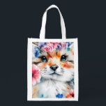 Vintage retro cute design for kids  grocery bag<br><div class="desc">Cute little floral animal . Lovely design for kids room decor kids accessories kids school supplies kids room accessories, lovely design for baby shower gifts for baby girl shower gifts nursery decor. Lovely romantic design for women ladies girls who are romantic and love animalsLovely water color painting of flowers and...</div>