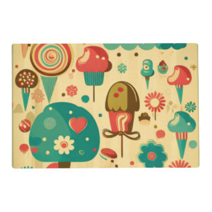 Vintage retro cute design for kids placemat