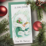Vintage Retro Cute Girl In Snow Custom Christmas Holiday Card<br><div class="desc">This cute vintage Christmas card features a pretty girl bundled up against the snow in a green coat with white fur.  Personalize by adding your name or family name at the bottom and customizing the message on the back and/or adding your name(s).</div>