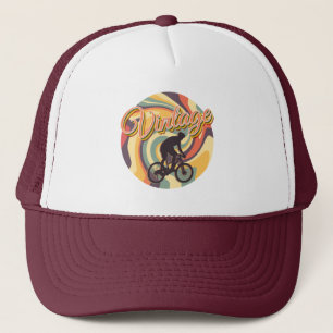 VINTAGE RETRO CYCLING IN COLORFUL TWIRL  TRUCKER HAT