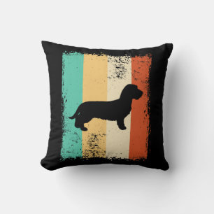 Vintage Retro Dachshund Wirehaired Throw Pillow