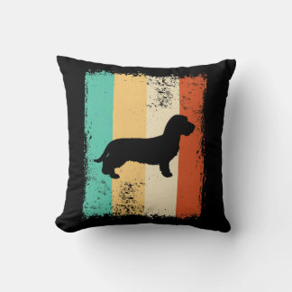 Vintage Retro Dachshund Wirehaired Throw Pillow