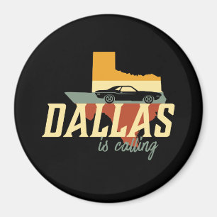 Vintage Retro Dallas Texas USA City Map Magnet