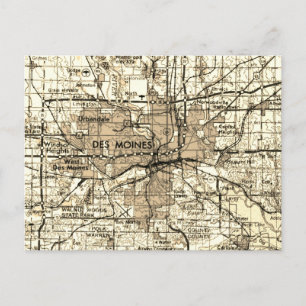 Vintage Retro Des Moines Iowa Postcard