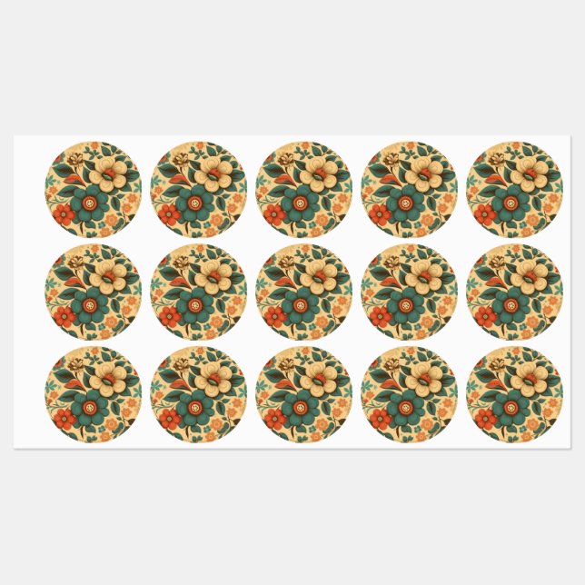Vintage retro design floral pastel labels (Sheet)