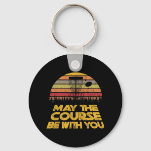 Vintage Retro Disc Golf May The Course Be With You Keychain