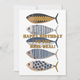 Vintage Retro Distressed Fish,Custom Birthday Holiday Card