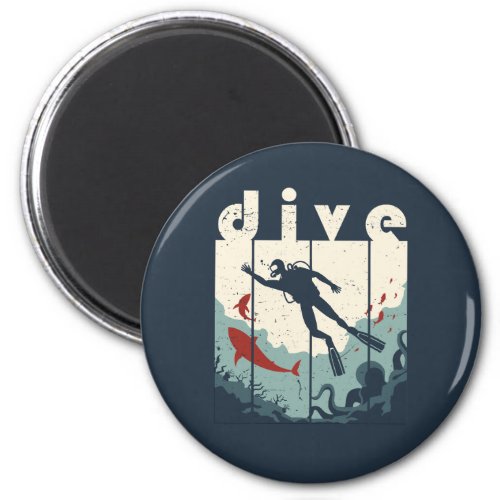 Vintage Retro Dive Scuba Diving Diver Magnet