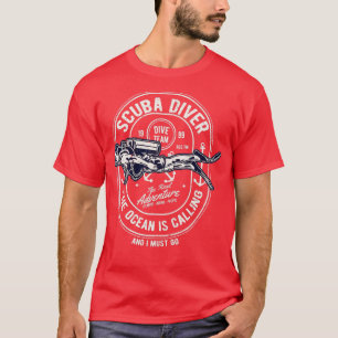 Vintage Retro Diver Distressed Scuba Diving T-Shirt