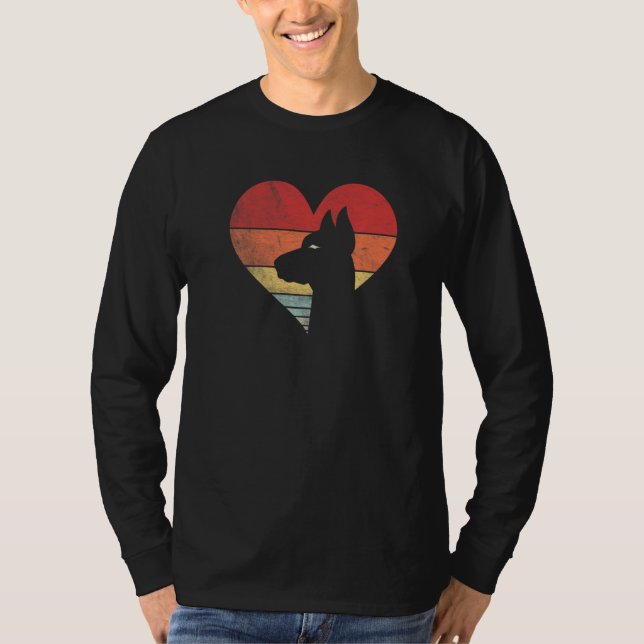 Vintage Retro Doberman Heart Silhouette Valentine' T-Shirt (Front)