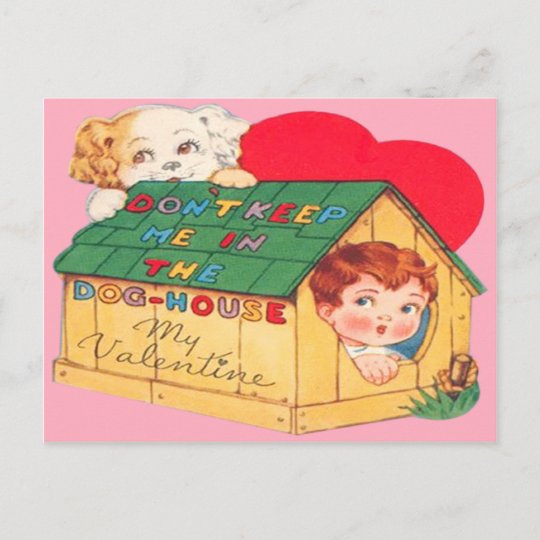 Vintage Retro Dog House Valentine Card | Zazzle.com