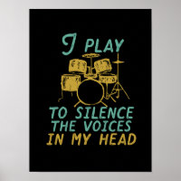Vintage Retro Drummer Music Band Drum Player