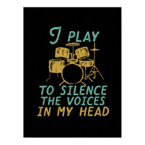 Vintage Retro Drummer Music Band Drum Player Poster