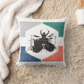Vintage Retro Drummer Playing Drum 70s 80s Style Throw Pillow | Zazzle