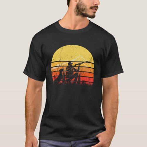 Vintage Retro Duck Hunting Hunter Silhouette Sun D T_Shirt