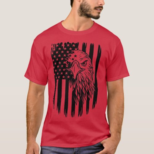 Vintage retro eagle and American Flag 4th of July  T_Shirt