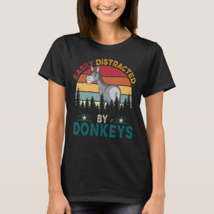 Vintage Retro Easily Distracted By Donkeys Cute Do T-Shirt