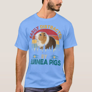 Vintage Retro Easily Distracted By Guinea Pigs Cut T-Shirt
