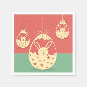 Vintage retro Easter bunny and egg Paper Napkins