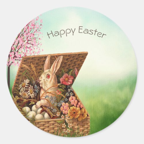 Vintage Retro Easter Bunny  Classic Round Sticker